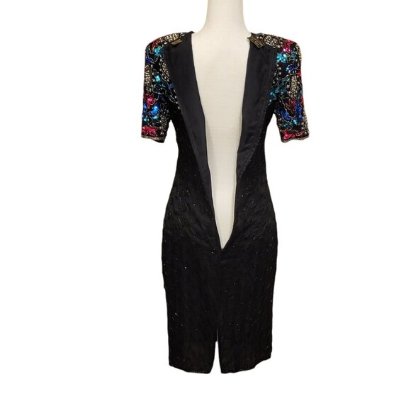 VTG Mark & John Beaded Sequins 100% Silk Cocktail Dress with Sweetheart Neckline - Picture 7 of 16